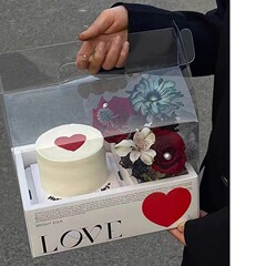 芸興透明PVC生花ケーキは箱を持って膜を覆って防水します。