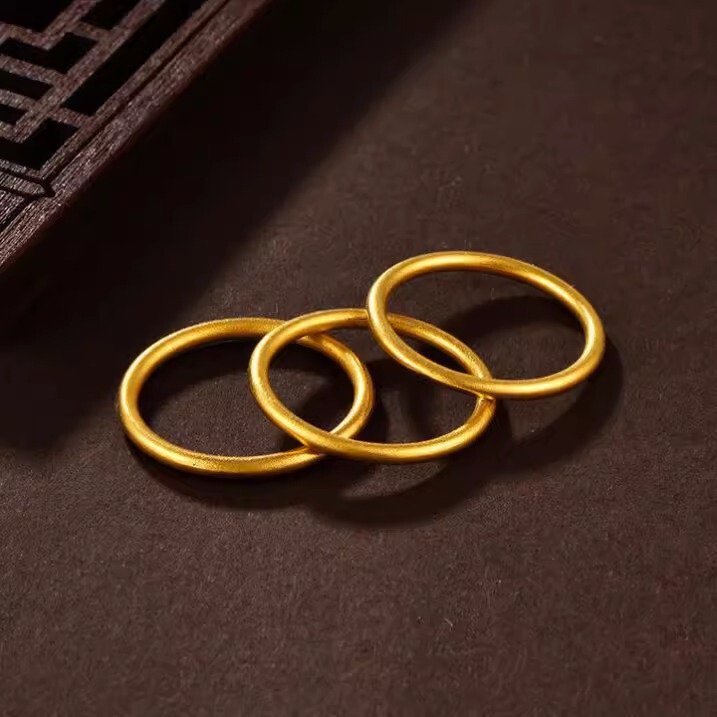 National fashion ancient heritage ring plain ring solid matte Frosted Gold Ring cold wind index finger ring high color retention