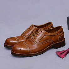 马皮男鞋三接头雕花皮鞋固特异商务男鞋英伦百搭牛津真皮手工婚鞋