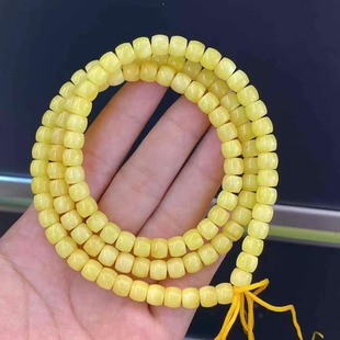 Factory wholesale natural amber beeswax straight cut long chain multi-loop bracelet bracelet DIY jewelry loose beads