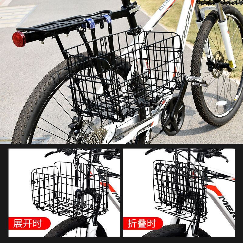 自転車の車のかごを畳んで前車のかごの山地の電動の後で棚の車の枠の前で通用の野菜のかごの部品の大全を掛けます。|undefined