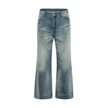 K728高街复古高级感水洗蓝TBR牛王街潮设计男女款宽松直通牛仔裤