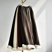 【700克羊毛裤】女新品垂感桑蚕丝软糯冬季羊毛阔腿休闲长裤子女