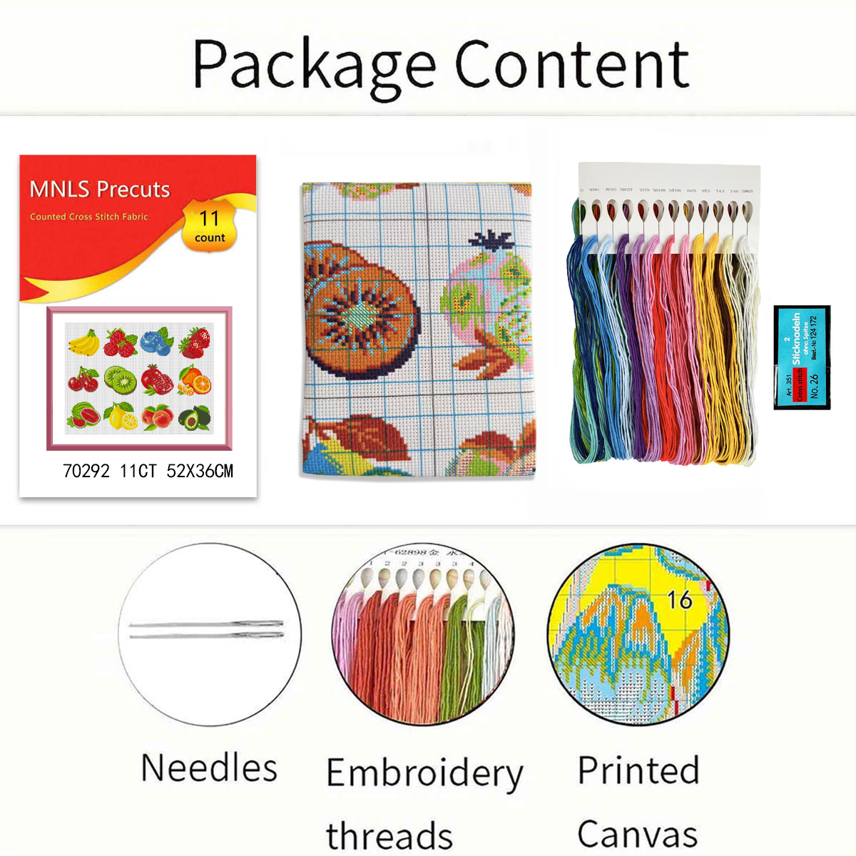 Transfronterizo caliente amazon inglés 12 piezas de frutas de bordado cruzado conjunto de pequeñas piezas lindas novato bordado cruzado image 7