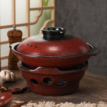 耐高温干烧不裂商用浅口砂锅煲饭店红色大容量沙锅家用煤气灶专用