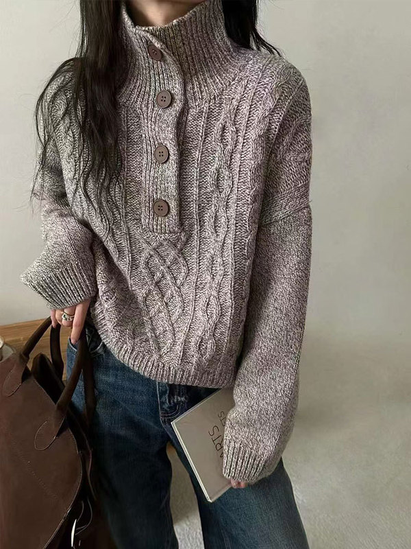 法式复古Polo领毛衣女2025秋冬季新款休闲软糯慵懒风洋气减龄上衣|undefined