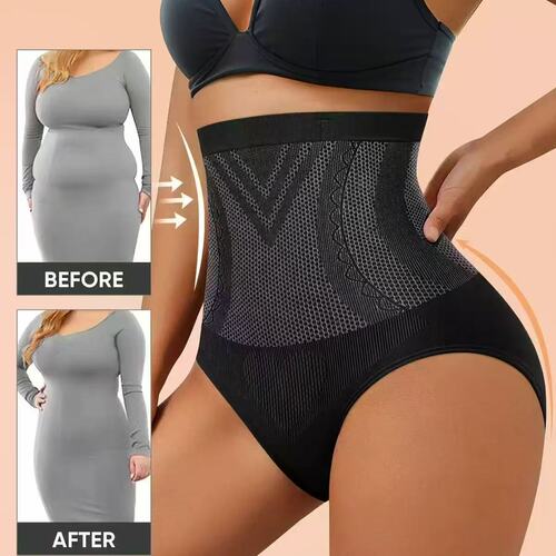 High-waisted cinched-in tummy control shaping body shaper seamless pure color leggings with elasticity for large women