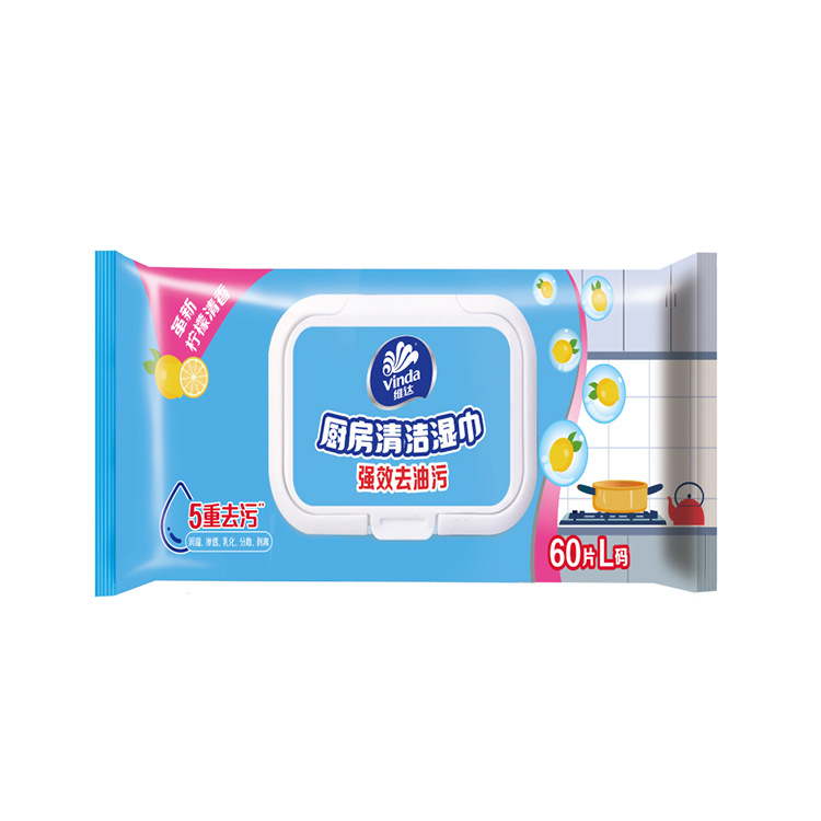 Kitchen Wipes to Remove Oil Stains and Sterilize, 60 Pieces * 1 Pack of Household Wipes [J]