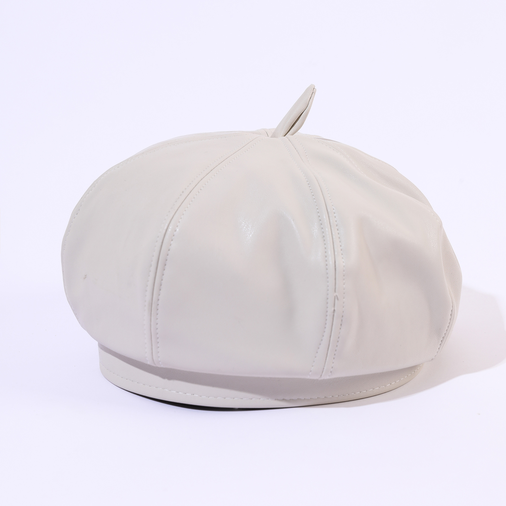 Nueva boina de las mujeres de LA PU de cuero de primavera, el otoño y el invierno de estilo Coreano Internet celebridad octogonal sombrero de estilo Japonés de moda artística sombrero de calabaza