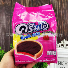 批發 泰國進口珍珍Creamo巧克力夾心餅干草莓味曲奇蛋撻零食312g