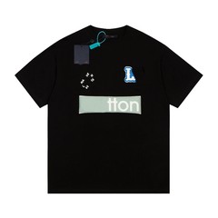 L Lujia 2025 新しい夏のクラシックプリントアメリカントレンドラウンドネック半袖トップ若者カジュアル多用途 Tシャツ