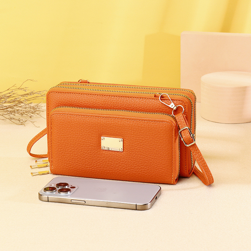 Women's Pu Leather Solid Color Streetwear Square Zipper Phone Wallets display picture 14