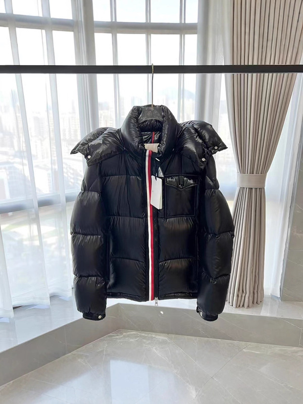 Montbeliard M家冬季纯色连帽外套蒙口羽绒服三色织带男款|undefined