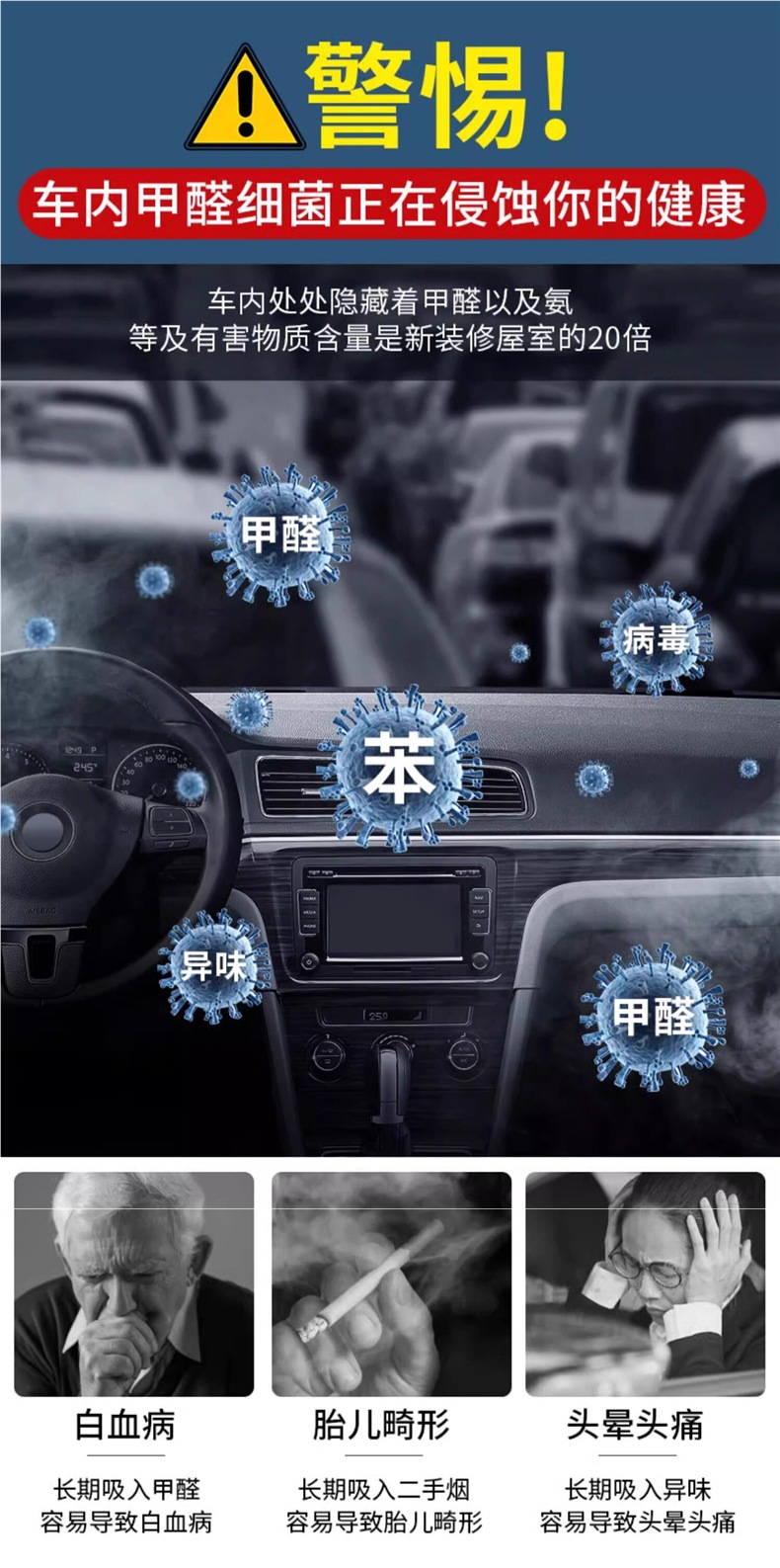 Car Air Purifier, New Car Odor Removal, Formaldehyde Removal, Car Spray Humidifier, Deodorizing Aromatherapy Machine