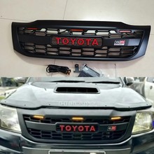 适用于05-14年海拉克斯HILUX VIGO皮卡改装GR标中网带灯车头前脸