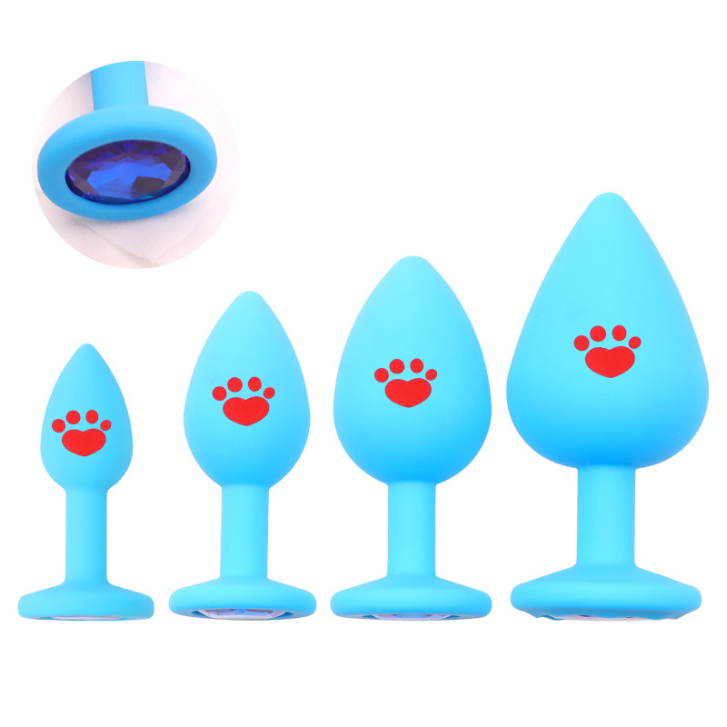 Cat Paw Silicone Anal Plug with Rhinestones, Pink Beginner-Friendly Training Toy — detail image 4