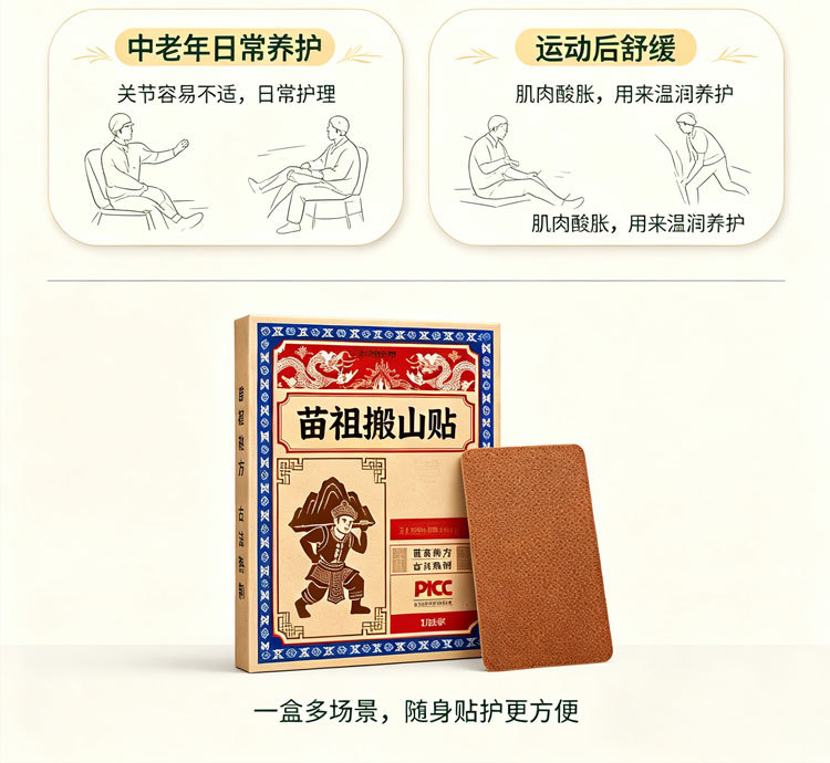 Miao Zu Ban Shan Herbal Warming Body Patches with Mugwort for Neck Shoulder Waist and Joint Areas details