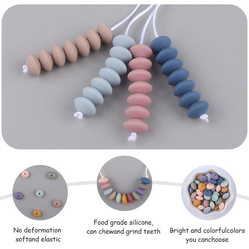 Cuentas de silicona cuentas de Abacus cuentas espaciadoras DIY creativo calmante bebé mordedor collar chupete cadena pulsera accesorios de joyería