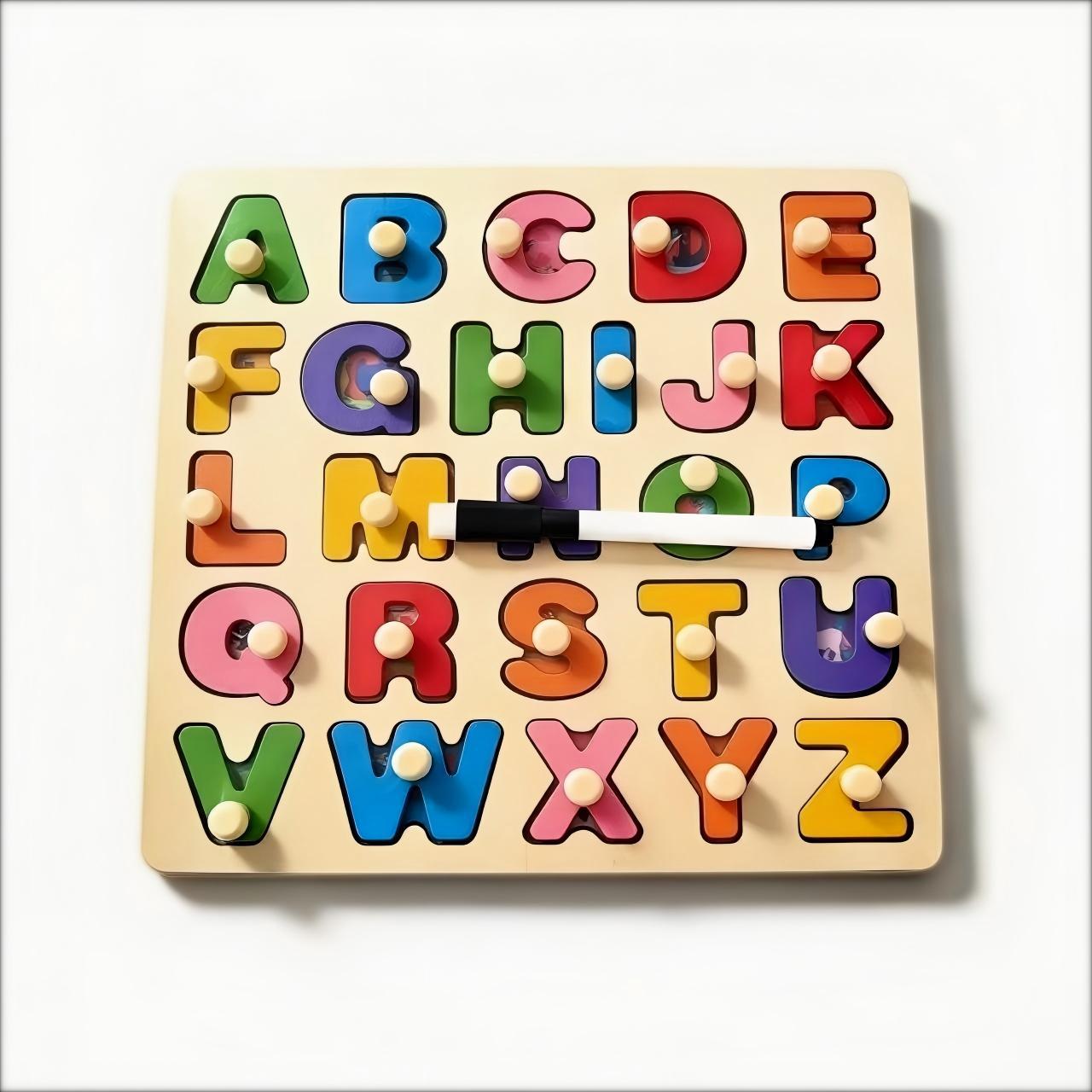 Rompecabezas de madera para niños, juego de emparejamiento cognitivo de números, alfabeto y animales, tablero Montessori, juguete educativo para la primera infancia