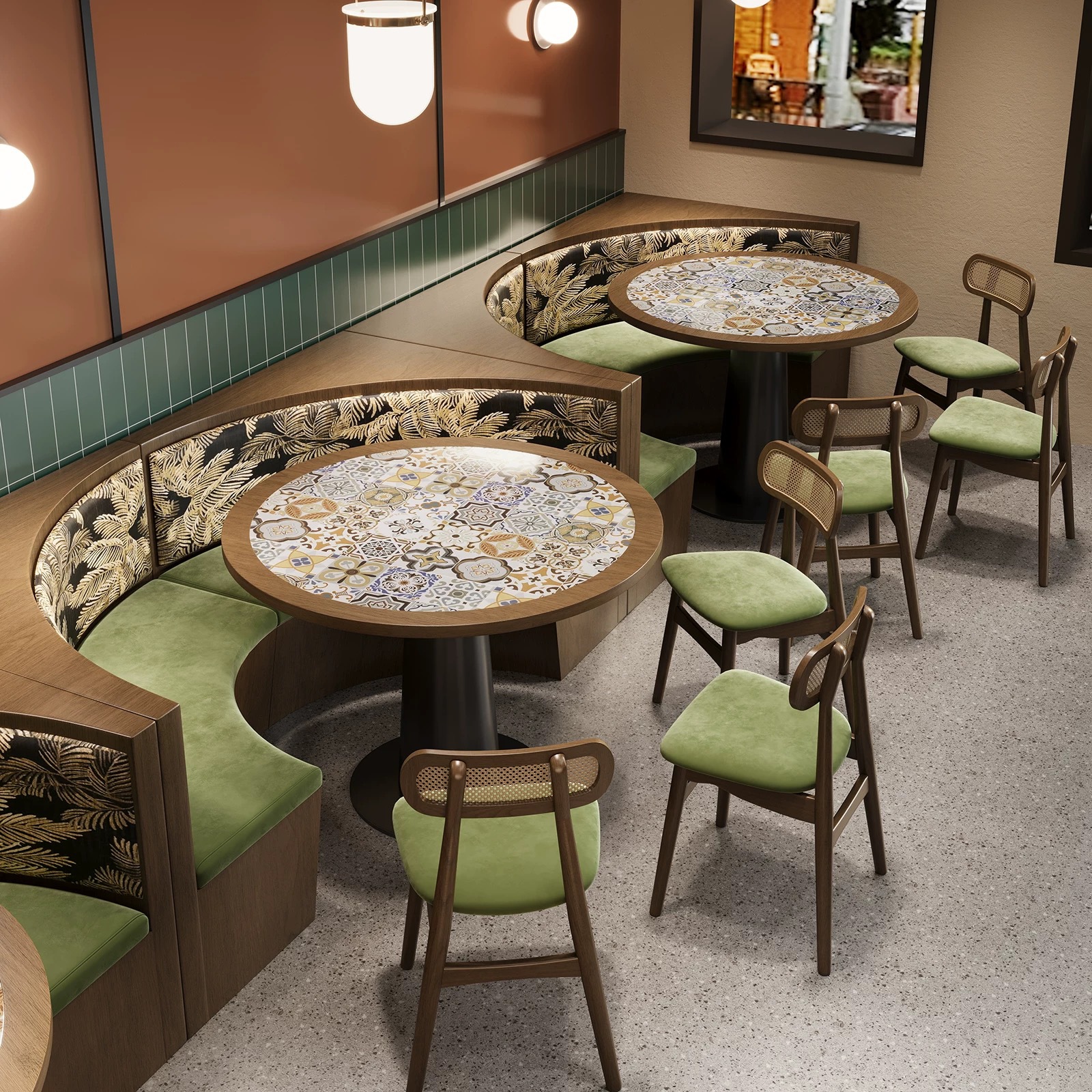 American retro bistro cafe dining tables, chairs, and sofas, baking dessert and snack shop, Hong Kong-style dessert shop table and chair set