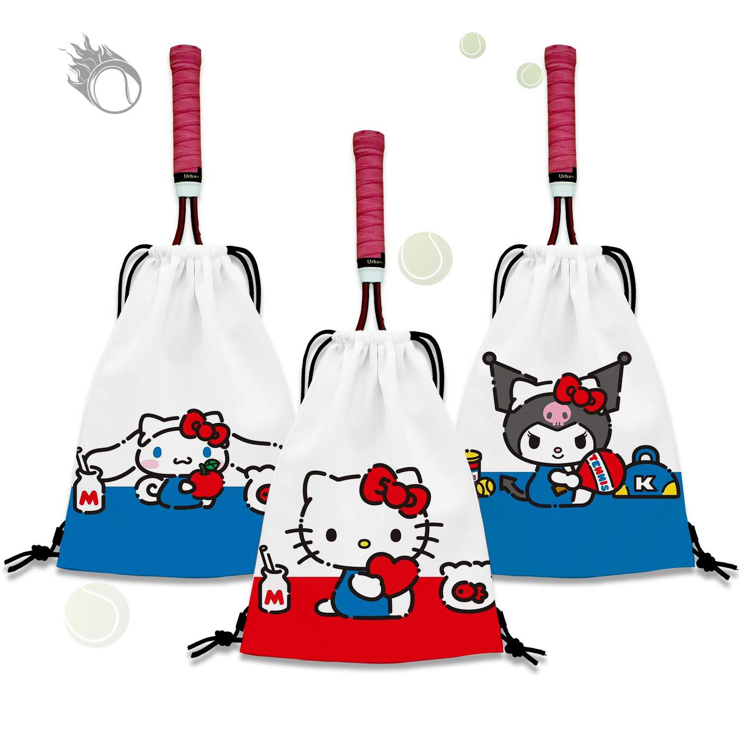 New Tennis Bag for Women, Cartoon Style Large Capacity Portable Tennis Racket Backpack, Tennis Racket Storage Bag