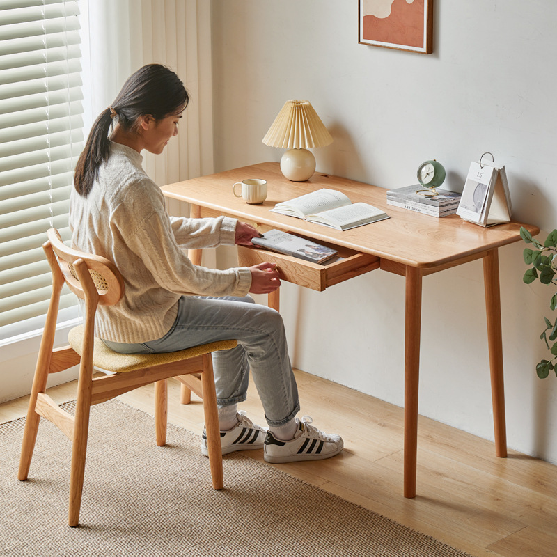 Desk solid wood wood color writing desk Japanese White Oak cherry wood Nordic computer table simple