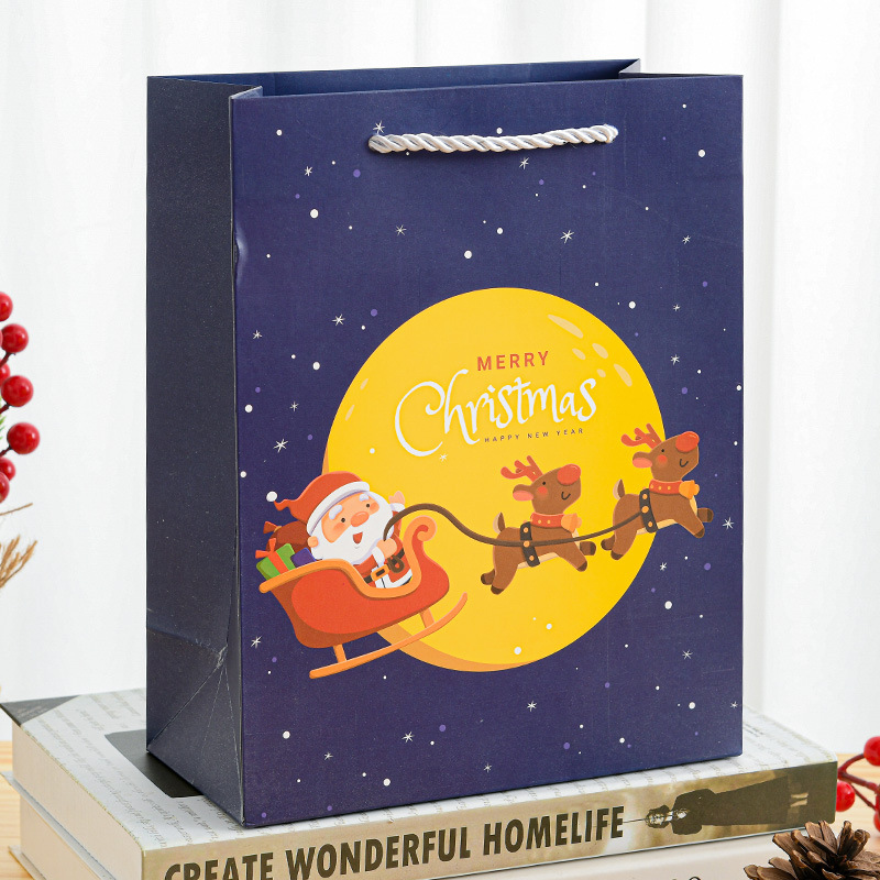 Bolsas de Regalo Navideñas Gruesas 2025 en Existencia, Bolsas de Papel de Regalo con Dibujos Animados Navideños, Bolsas de Embalaje de Mano, Bolsas de Regalo para las Fiestas