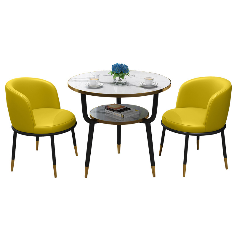 Fábrica directa de lujo ligero de recepción mesa y silla combinación de mesa de comedor de pequeño tipo de casa ocio leche tienda de té Negociación de café