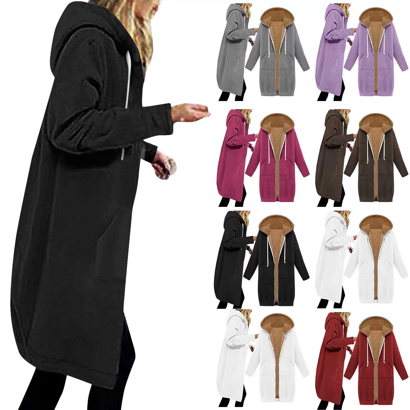 Женская флисовая куртка-свитер больших размеров для осени и зимы, повседневная толстовка с капюшоном, модный кардиган для женщин, Amazon