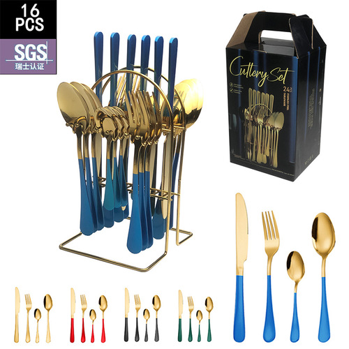 Amazon Best Selling 1010 Stainless Steel Cutlery 24-piece Set Western Steak Knife, Fork, Spoon Gift Box Cutlery Set