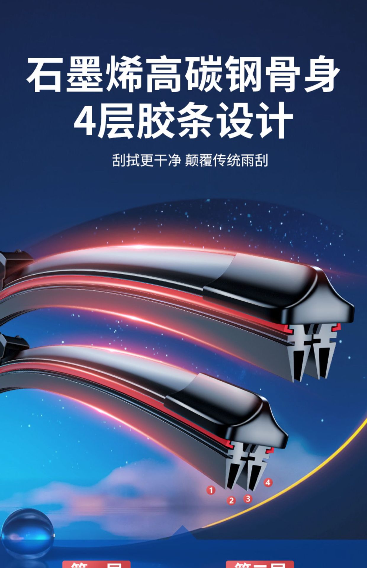 Four-Layer Strip Car Wiper Original Boneless Full Car Special Double Strip Original Special Wiper Blade Silent