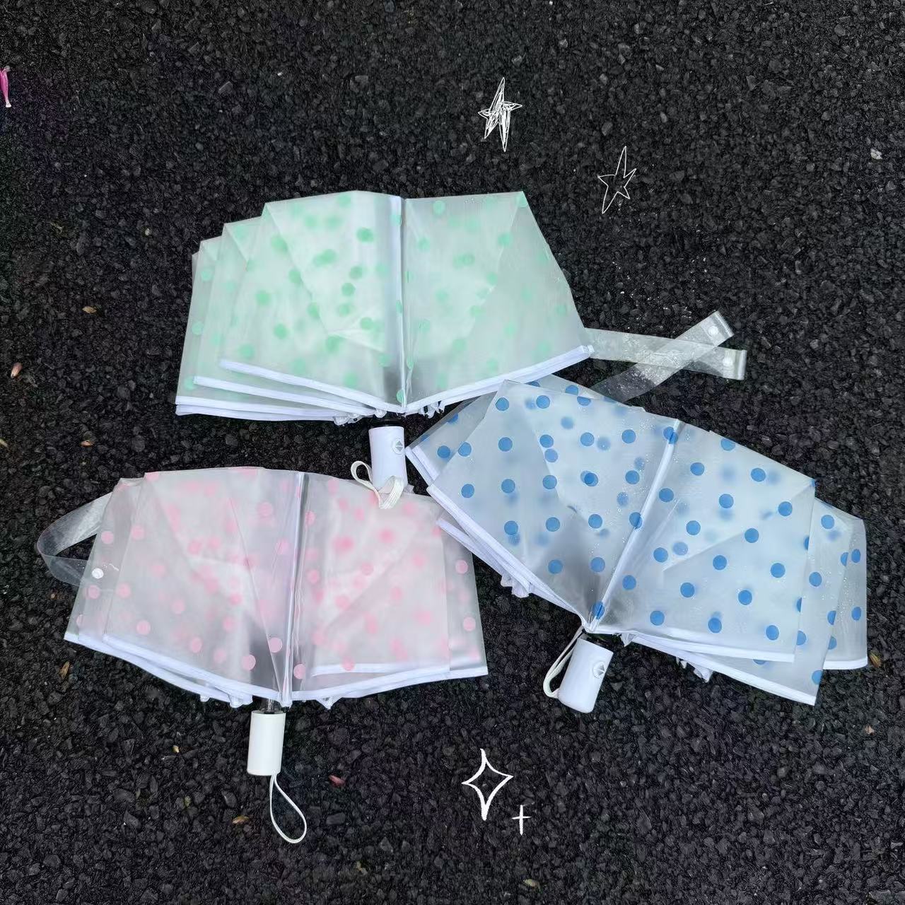 Polka dot umbrella, frosted semi-transparent, Korean-style minimalist, ins-style, durable, automatic umbrella, atmospheric photo prop