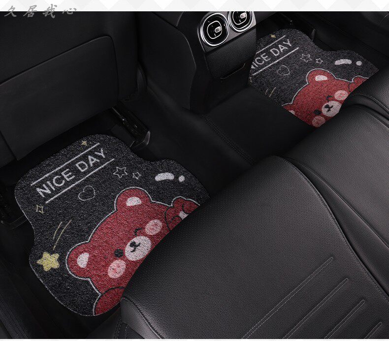 Car floor mats for the driver's and rear seats, cute, wear-resistant, dirt-resistant, easy to clean, new carpet-style floor mats for women