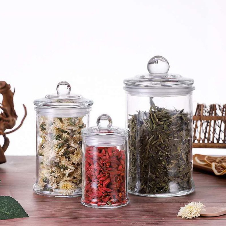 透明玻璃茶叶罐小号收纳储物罐干果杂粮玻璃瓶防潮密封玻璃罐批发