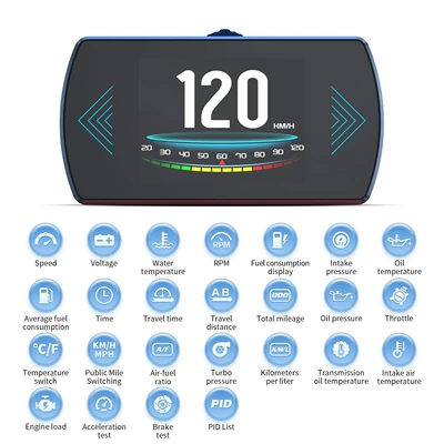 Hud Head-Up Display Dual-Core Chip Universal Automotive Obd (Vehicle HUD) - p12-hudobd