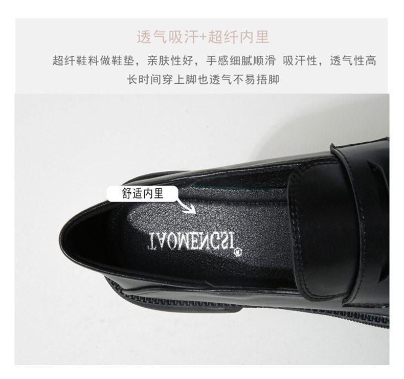 Giày lười nữ đế dày gót vuông 3–5 cm , mũi tròn — Màu đen chi tiết 10