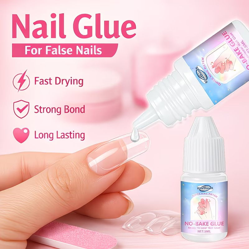 Kineshinex Super Strong Nail Glue, No-Bake, Quick-Drying, Ultra-Fast Strong Nail Tip Glue Suitable for Broken Nails Kineshinex Super Strong Nail Glue, No-Bake, Quick-Drying, Ultra-Fast Strong Nail Tip Glue Suitable for Broken Nails
