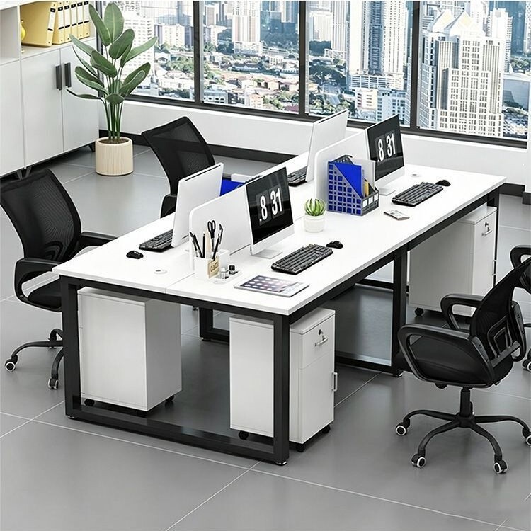 Office Staff Desk, Employee Workstation, Four-Person Desk, Simple Modern Universal Computer Desk with Screen Partition Office Staff Desk, Employee Workstation, Four-Person Desk, Simple Modern Universal Computer Desk with Screen Partition