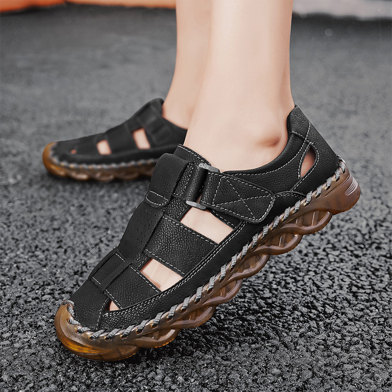Sandali popolari di grandi dimensioni Commercio estero, Nuove scarpe da spiaggia da uomo estive casual in vera pelle, disponibili per_voghion.com