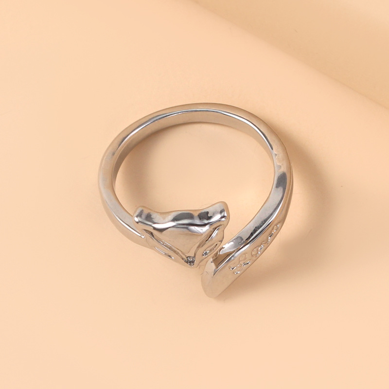 fashion creative cute animal fox geometric open alloy ring