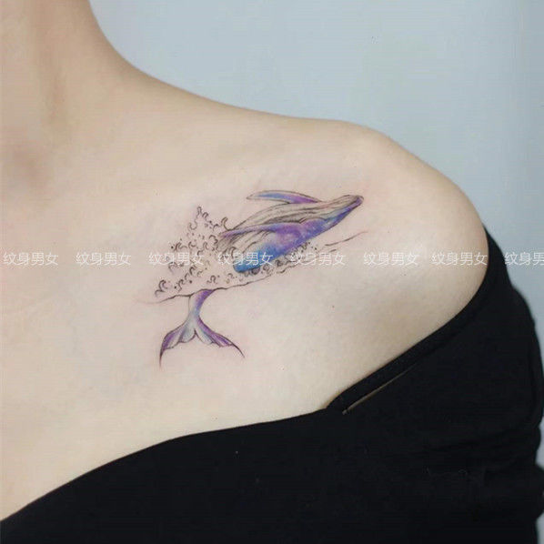 New spray whale tattoo stickers waterproof durable men and women realistic ins student beautiful personality Tattoo New spray whale tattoo stickers waterproof durable men and women realistic ins student beautiful personality Tattoo