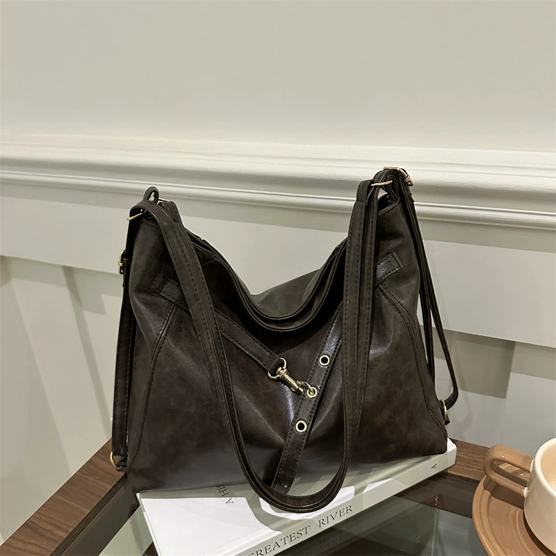 Shoulder bag retro one-shoulder, Korean style tote — lightweight 0.23 kg, black/coffee/brown