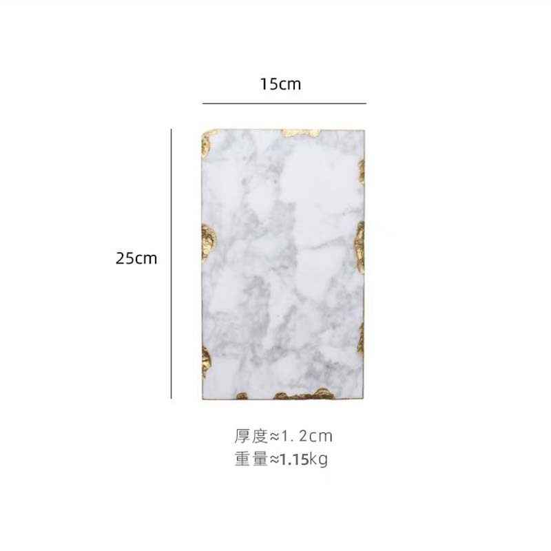 Bandeja de mármol de estilo nórdico borde dorado Almacenamiento de cosméticos accesorios de tiro hogar modelo sala de almacenamiento decoración suave