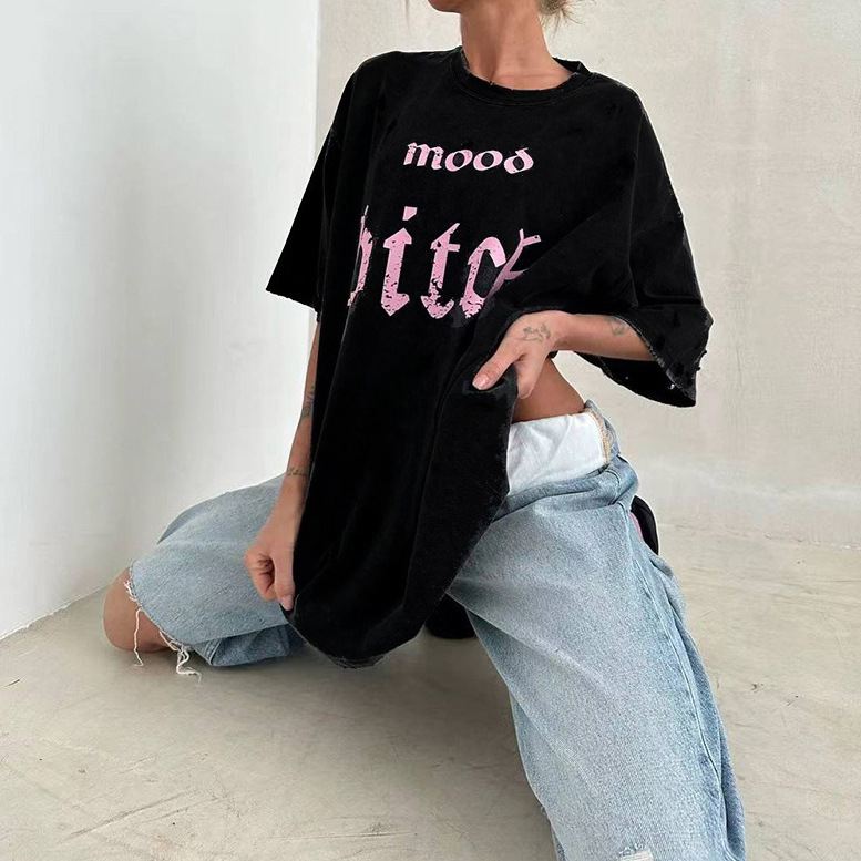 Women's T-shirt Short Sleeve T-Shirts Printing Streetwear Letter display picture 19