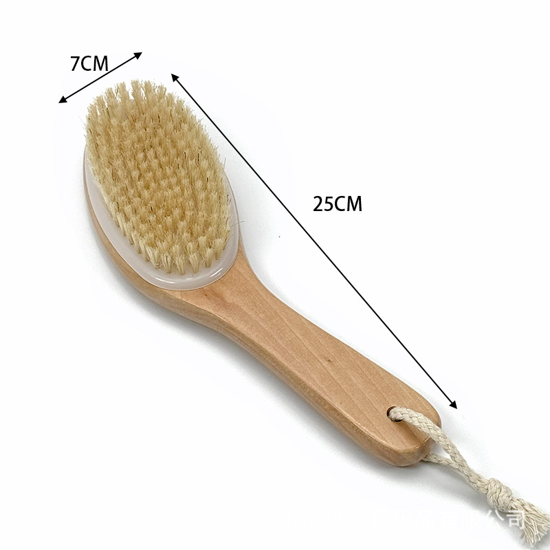 Cepillo de baño de cerdas de madera maciza, cepillo de limpieza suave para uso en seco y húmedo, cepillo de fibra de sisal, cepillo para espalda, cepillo de baño para espalda