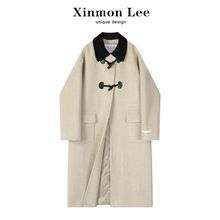 大码胖韩系大衣牛角扣双面毛呢子外套女秋冬新中长款加厚潮