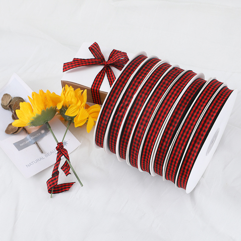 1cm wide black and red plaid ribbon gift packaging ribbon Scottish ribbon flowers ribbon ribbon wholesale 1cm wide black and red plaid ribbon gift packaging ribbon Scottish ribbon flowers ribbon ribbon wholesale