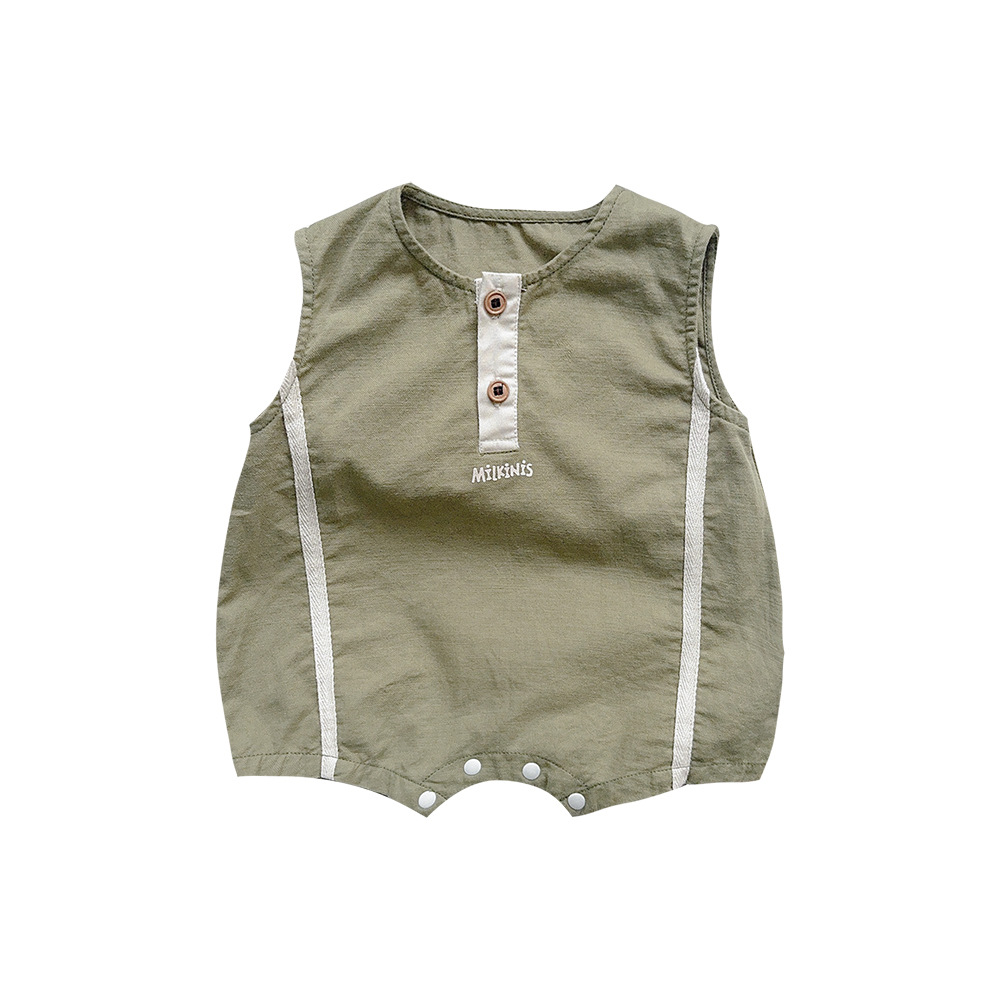 Spot ropa para niños coreanos mono de bebé estilo de verano bebé cómodo, suelto y lindo traje de salida algodón sin mangas gatear corto