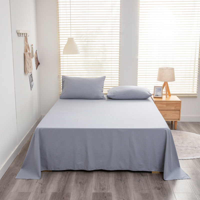 Sábanas de estilo japonés de algodón sólido de color sólido, sábanas de agua de lavado de piel, sábanas de cama de algodón sólido desnudo para dormir se pueden personalizar como una sola pieza de sábanas de grado madre e infante.