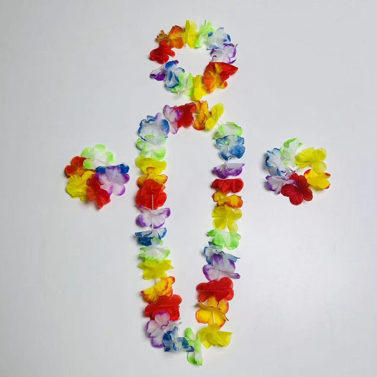 Cross-border 40 guirnaldas conjuntos de espectáculo hawaiano accesorios de espectáculo para adultos fiesta de playa guirnaldas de color al por mayor